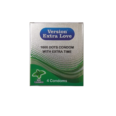 Picture of Version Extra Love 1600 Dots Extra Time Condom ( Mint )- 4Pcs Pack