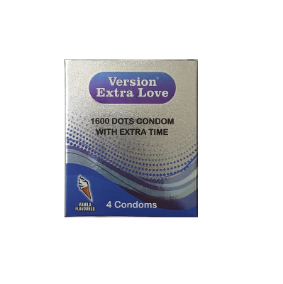 Picture of Version Extra Love 1600 Dots Extra Time Condom ( Vanilla )- 4Pcs Pack