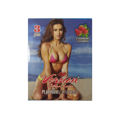 Picture of Version Extra Love Platinum Strawberry Flavoured Condom - 3Pcs Pack