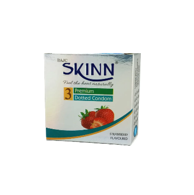 Picture of Skinn Strawberry Flavoured Premium Dotted Condom - 3Pcs Pack