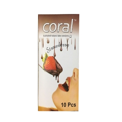 Picture of Coral Strawberry Choco Flavoured Condom - 10pcs Pack