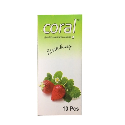 Picture of Coral Strawberry Flavoured Condom( Green ) - 10pcs Pack