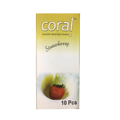 Picture of Coral Strawberry Flavoured Condom( Yellow) - 10pcs Pack