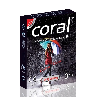 Picture of Coral Extra Time Long Lasting Black Lubricated Condom - 3Pcs Pack