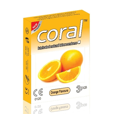 Picture of Coral Orange Natural Latex Condom - 3Pcs Pack