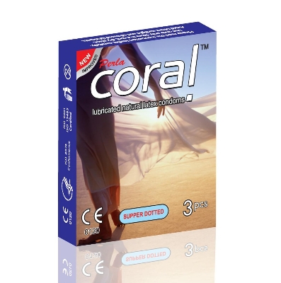 Picture of Coral Super Dotted With Flavoured Lubricated Natural Latex Condom - 3pcs Pack