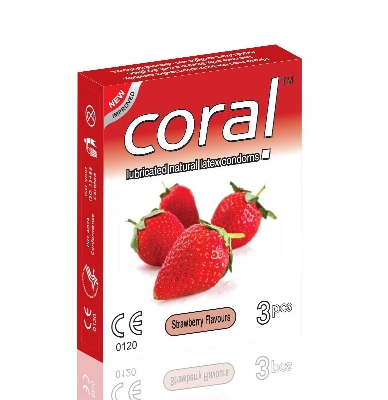 Picture of Coral Strawberry Flavoured Condom - 3pcs Pack