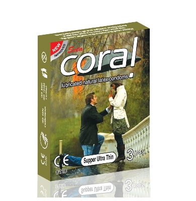 Picture of Coral Super Ultra Thin Lubricated Natural Latex Condom - 3pcs Pack
