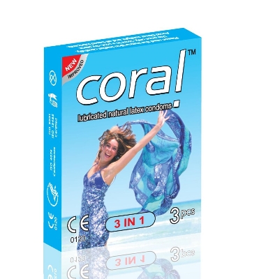 Picture of Coral 3in1 Extra Time, Flavour, Dotted Condom - 3Pcs Pack