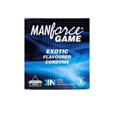 Picture of Manforce GAME 3In1 Ribbed Dotted Contoured Exotic flavoured Condoms - 3pcs Pack(India)