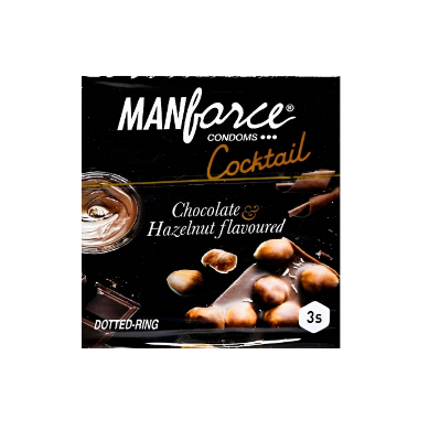 Picture of Manforce Cocktail with Dotted Rings Hazelnut & Chocolate Condom - 3Pcs Pack(India)