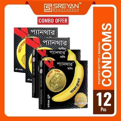 Picture of Panther Condom Combo Dotted Banana Condom - 3x4 = 12Pcs Pack