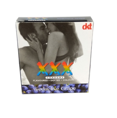 Picture of XXX Dotted Grape Flavorured Coloured Condom - 3Pcs Pack