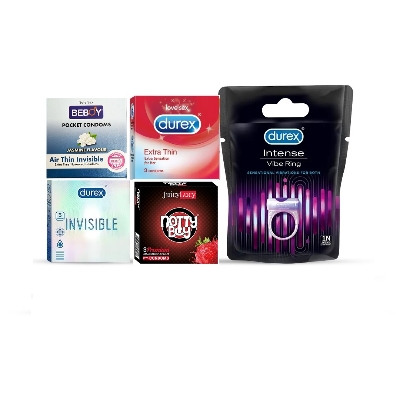 Picture of Durex Endless Play Combo 3x4=12Pcs Condom + Intense Vibe Ring + Extra Thin 3s + Nottyboy Strawberry 3s + Invisible 3s + Beboy Jasmine 3s