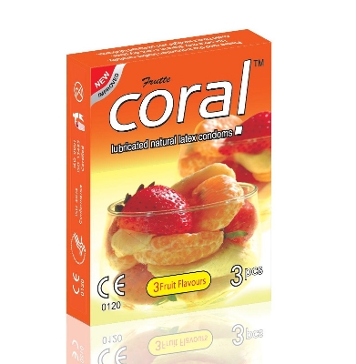 Picture of Coral Natural 3 Fruits Flavors Condom - 3pcs Pack