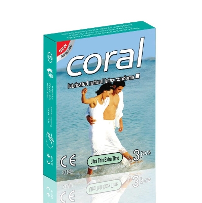 Picture of Coral Ultra Thin Extra Time Lubricated Condom - 3pcs Pack