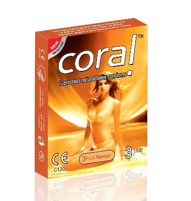 Picture of Coral 3 Fruits Natural Flavored Girl Condom - 3pcs Pack