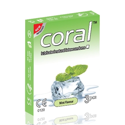 Picture of Coral Mint Flavored Plain Latex Condom - 3pcs Pack