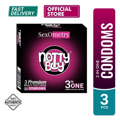 Picture of NottyBoy SexoMetry 3in1 - Ribbed, Dotted & Contoured Condom - 3Pcs Pack