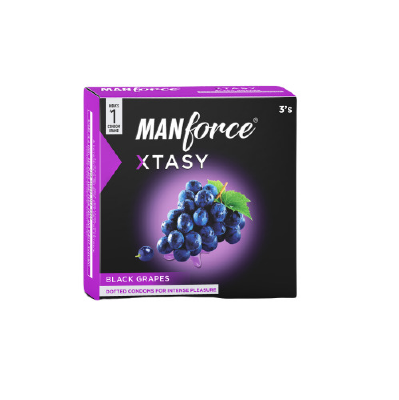Picture of Manforce Xtasy Black Grapes Flavoured Dotted and Double Contoured Condom - 3Pcs Pack (India)