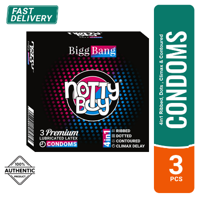 Picture of NottyBoy BiggBang 4 in1 Ribbed, Dots , Climax & Contoured Condom - 3Pcs Pack