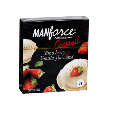 Picture of Manforce Cocktail with Dotted Rings, Strawberry & Vanilla Flavoured- 3Pcs Pack(India)
