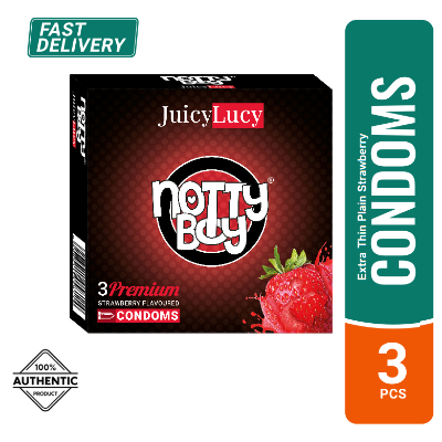 Picture of NottyBoy Jucylucy Extra Thin Plain Strawberry Flavoured Condom - 3Pcs Pack