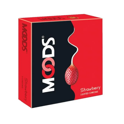 Picture of MOODS Strawberry Flavored Dotted Premium Condom - 3Pcs Pack