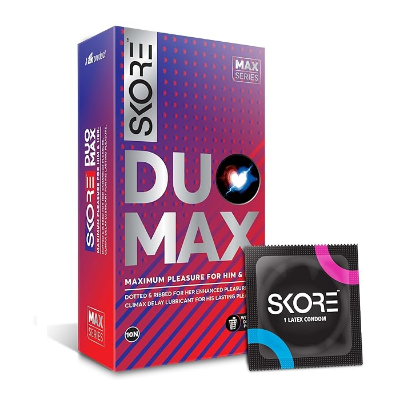 Picture of Skore Duo Max - Dotted & Ribbed Performa Lubricant for Long Lasting Climax Delay Condom - For Him and Her - 10Pcs Pack
