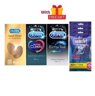 Picture of Durex Expert Combo = 39Pcs Condom + Durex Extra Time 10s + Real Feel 10s + Mutual Climax 10s + Beboy Extra Dotted Paan 9s