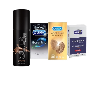 Picture of Durex Ultimate Pleasure Combo Condom + Lube Gel = 32Pcs + Nottyboy Lube Gel 100ml + Real Feel 10s + Extra Time 10s + Beboy Avant Grade Strawberry 10s
