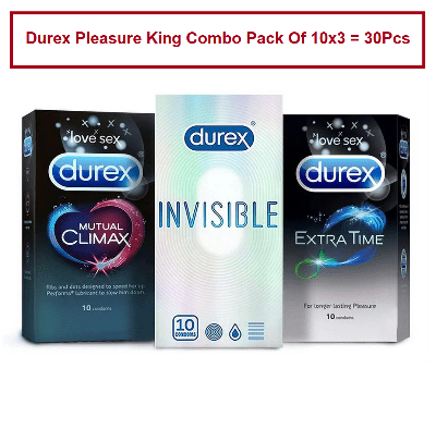 Picture of Durex Pleasure King Combo Pack Of 10x3 = 30Pcs - Condom - Durex Invisible, Mutual Climax, Extra Time