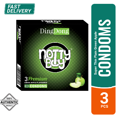 Picture of NottyBoy Extra Thin Plain Green Apple Flavoured Condom - 3Pcs Pack