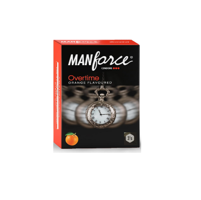 Picture of Manforce Overtime Orange Flavoured 3in1 (Ribbed, Contour, Dotted) Condom - 3Pcs Pack(India)