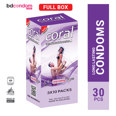 Picture of Coral Long Lasting Lubricated Condom - Full Box - 30Pcs