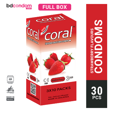 Picture of Coral Strawberry Flavoured Condom - Full Box - 3x10=30pcs