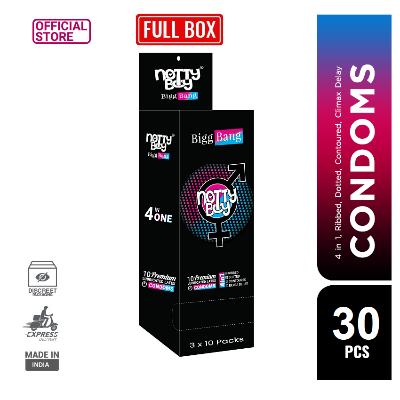 Picture of NottyBoy BiggBang 4in1 Ribbed, Climax, Dots & Contour Extra Time Condom - 30Pcs Full Box(India)