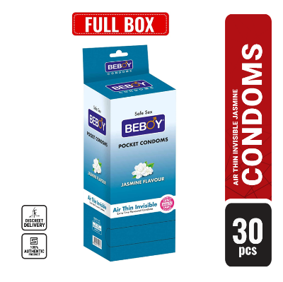 Picture of Beboy Extra Time Air Thin Invisible Condom (Jasmine Flavoured) 3x10 - 30Pcs Full Box(India)