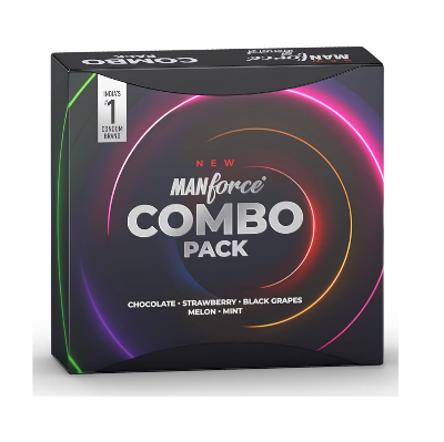 Picture of Manforce Condom Combo Pack (Chocolate, Strawberry, Black Grapes, Melon & Mint) Indian (20 Pcs) - Packet