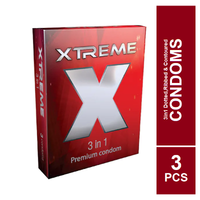 Picture of Xtreme 3in1 Super Dotted, Super Ribbed & Contoured Condom - 3Pcs Pack