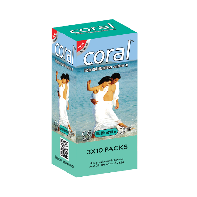 Picture of Coral Ultra Thin Extra Time Lubricated Condom - 3x10=30pcs Full Box