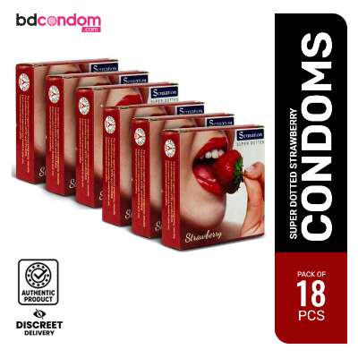 Picture of Sensation Strawberry Super Dotted Condom 6x3s = 18Pcs