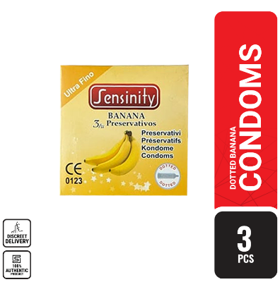 Picture of Sensinity Banana - Rose Flavored Condom = 3pcs