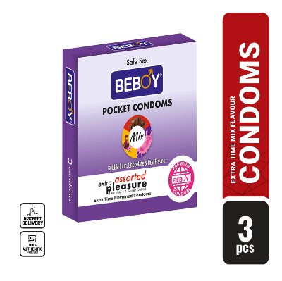 Picture of Beboy Mix Extra Time Assorted Air & Dotted  Condom (Mix Flavoured) - 3Pcs Pack(India)