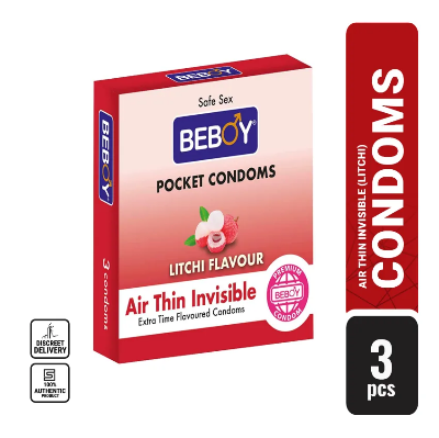 Picture of Beboy Extra Time Air Thin Invisible Condom (Litchi Flavoured) - 3Pcs Pack(India)