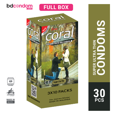 Picture of Coral Super Ultra Thin Lubricated Natural Latex Condom - Full Box - 3x10=30pcs