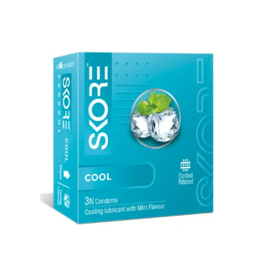 Picture of Skore Cool With Mint Sensation Dotted & Ribbed Condom - 3Pcs Pack(India)