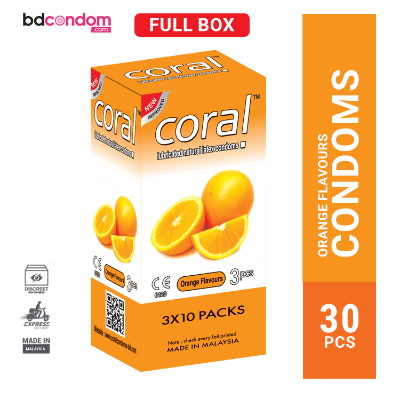 Picture of Coral Orange Natural Latex Condom - 30Pcs Full Box
