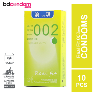 Picture of 002 Real Fit Rich Lubricative Dotted Watermelon flavoured Condom - 10Pcs Pack