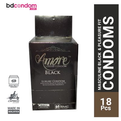 Picture of Amore Black Luxury Condom - 18Pcs Pack Full Box